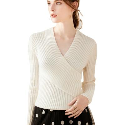 China Cashmere Sweater 100% Cashmere Women V Neck Knitted Sweater Ladies Cashmere Coat for sale