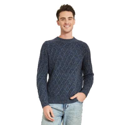 China Pure Cashmere Sweater for Men Wholesales Stock 100% Cashmere Crew Neck Cable Yong Men Sweater for sale