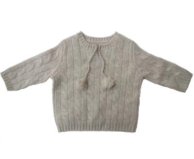 China wholesale 100% luxury cashmere baby crew neck long sleeves cable pullover OEM baby cashmere sweater for sale