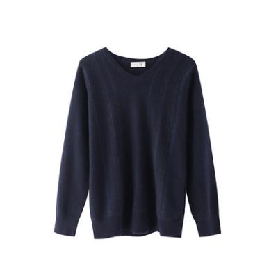 China Wholesales Stock 100% pure cashmere V neck navy color men pullover OEM cashmere sweater for sale