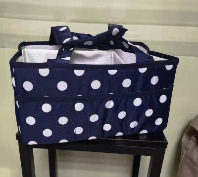 China TOGGLE BAG Customized Polka Printed Diaper Cart, Baby Organizer, Waterproof Diaper Storage Bag for sale