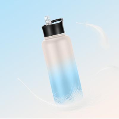 China New Design Sustainable Wide Mouth Double Wall Recycled Stainless Steel Water Bottle With New Tech S/S Light Coating Customized Logo for sale