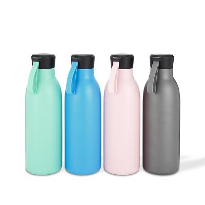 China BPA Free Stainless Steel Double Wall Vacuum Viable Water Bottle With Silicone Handle Lid for sale