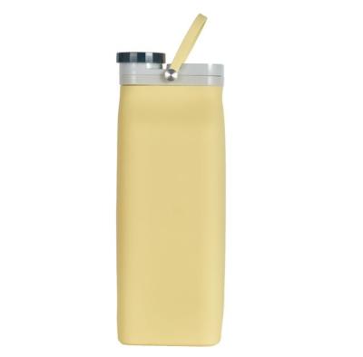 China Sustainably High Temperature Resistant Folding Cup Large Silicone Milk Water Bottle With Portable Handle for sale