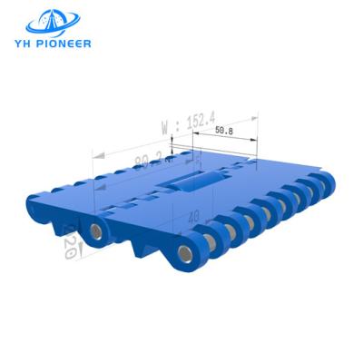 China Cinturón transportador de plástico modular de PP con rodillo, transporte de materiales con cinturón modular en venta