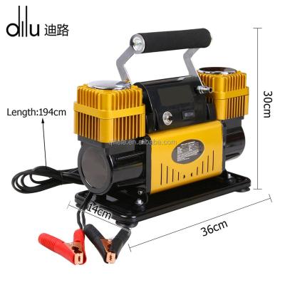 China Inflate Air Products 50mm Double Cylinder 300LPM 4x4 Tire Inflator Pump 12v Heavy Duty Car Air Compressor for sale