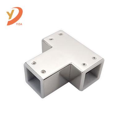 China Bathroom Accessories Modern Glass Connector 304 Stainless Steel Glass Flange Square Tube Connector for sale