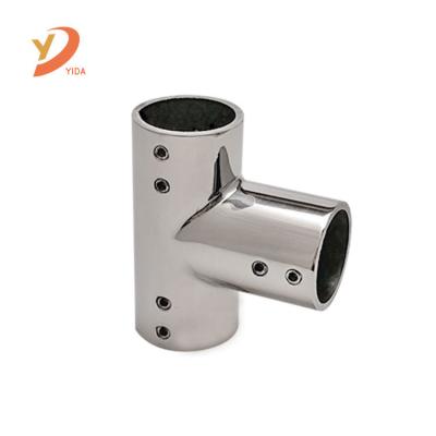 China Modern Manufactured Glass Shower Room Pipe Holder Clamp T Shape 3 Way Glass Connector for sale