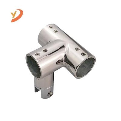 China Easy to Install and Durable 304 Stainless Steel Three Ways Round Glass Pipe Flange Connector Hanger Clamp Connector for sale