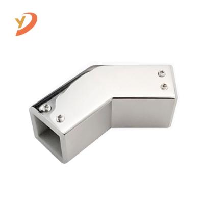 China Easy to Install and Durable Professional 304 Stainless Steel Shower Room Accessories Glass Tube Connector 135 Degree Square Bathroom Connection for sale