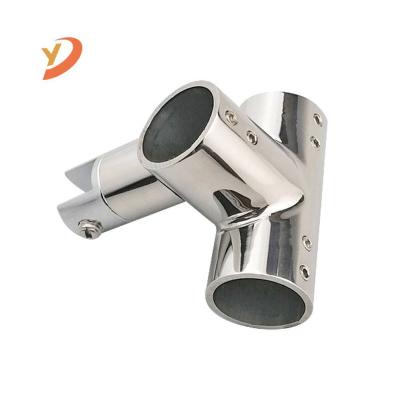 China Easy To Install And Durable 304 Stainless Steel Glass Pipe Clamp Hanger Round Connectors Three Ways for sale