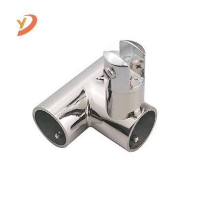 China Easy To Install And Durable Stainless Steel Pipe Connectors Accessories Three Ways Round Glass Profession Connector for sale