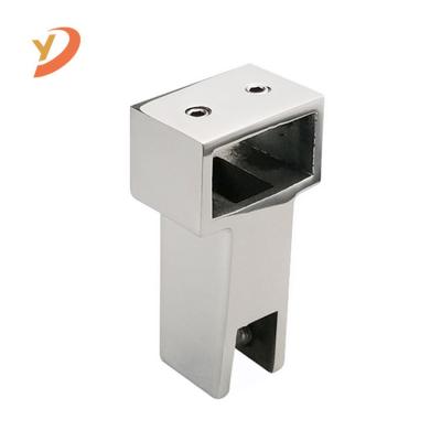 China Modern good quality square pipe to glass connector glass shower fittings stainless steel glass connector for sale