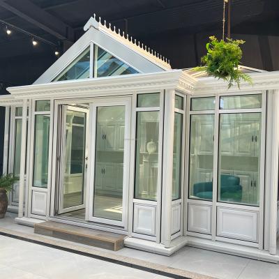 China Joyfident Victoria Winter Fixed Sun Greenhouse Aluminum Wood Double Glass Sunroom for sale