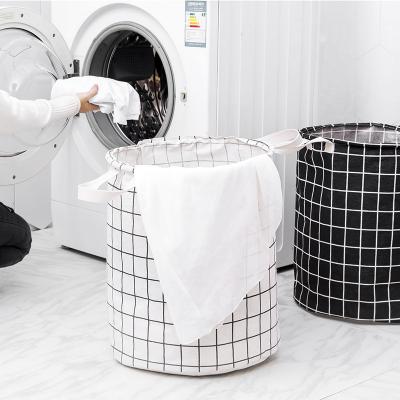 China New Hot Selling Cotton Laundry Hamper Storage Bucket Eco-Friendly Style Durable Canvas Dirty Foldable Basket Cloth Waterproof Dirty Clothes Toy Storage for sale