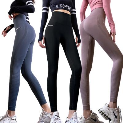 China Gym Yoga Pants Seamless Fitness Gaiters But Breathable Solid Tight Sports Women Workout Wear Lift for sale