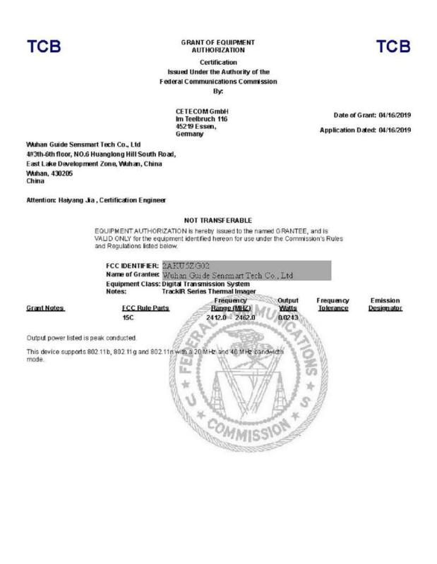 FCC - Wuhan Guide Sensmart Tech Co., Ltd.