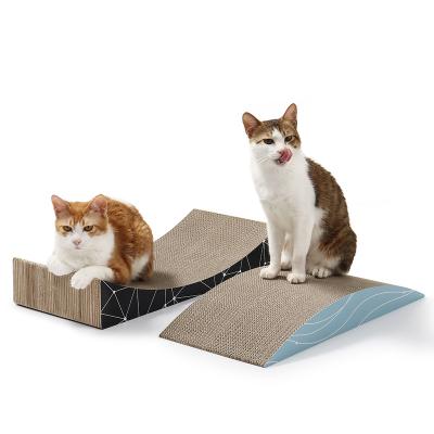 China Wholesale Viable 2 in 1 Shipping Saving Organic Catnip Cat Scratch Board Cardboard Cat Bed for sale