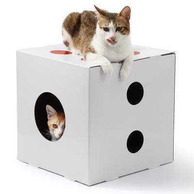 China Newcomer Sustainable Cat Housing Cardboard House Indoor Paper Cat House for sale