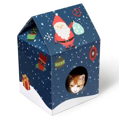 China Christmas Sustainable Concept Glowing Magical Modern Cat Scratch Cat Dwelling House for sale