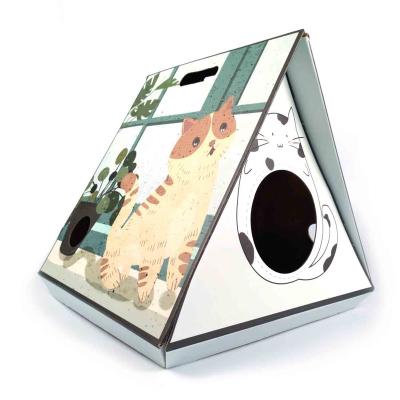 China Sustainable BB Since Cardboard Cat Scratcher House , Tent Groove Quality Custom Shape Cat Room for sale