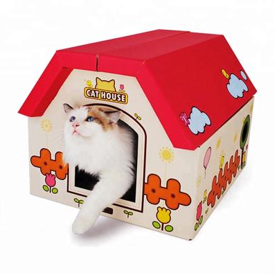 China Cat House Corrugated Cardboard Craft Cheap Folding Viable Cat House for sale