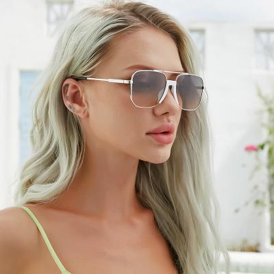 China Fashion Sunglasses 2021 New Design Square Double Frame Sun Glass Beam Shades Sunglasses for sale