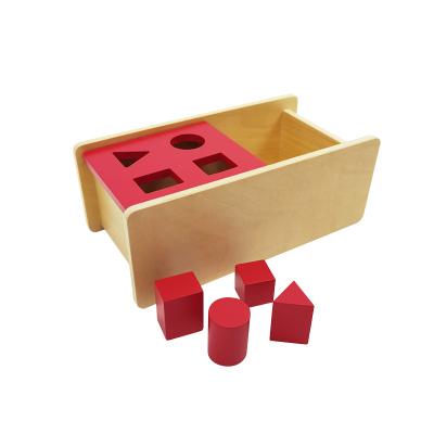 China Children's Montessori Education Teaching Aid Early Education Wooden Toddler Toys Imbucare Box with Flip Lid 4 Shapes for sale