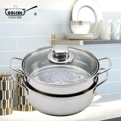 China Mini 18cm Double Layer Stainless Steel Sustainable Steamer Pot for sale