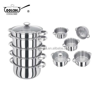 China Sustainable 5 Layer Stainless Steel Steamer Pot for sale