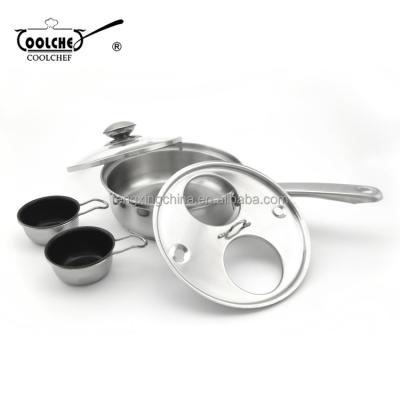 China Sustainable Stainless Steel Egg Poacher with 2 Non Stick Cups for sale