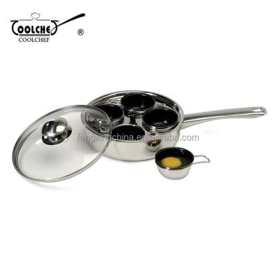 China Viable Stainless Steel Egg Poacher And Cooker With 4pcs Non-stick Cups for sale