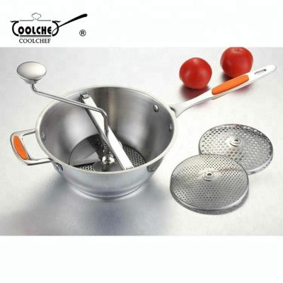 China Sustainable Stainless Steel 24cm Food Mill With 3 Blades for sale