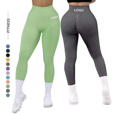 China Breathable Women Ladies Ribbed Yoga Pants Casual Fashion Solid Color Hip Gym Fitness Wear Yoga Pants Butter Soft Gaiters for sale