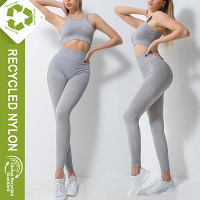 China Breathable Eco Friendly Sportswear Ladies Fitness Gym Yoga Custom Wear Repet 2 Pieces Set Women for sale