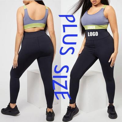 China Three Color Mosaic Fitness Quick Dry High Waisted Breathable Custom Sleeveless Shapewear Leggings And Crop Top Yoga Set Clothes for sale