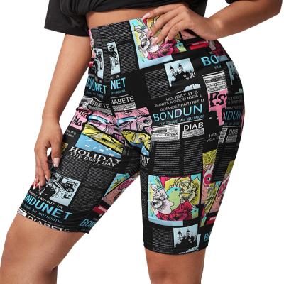 China Custom Women's Short Leggings Women's Breathable Yoga Shorts Digital Printing Short High Waist Women's Short Leggings for sale