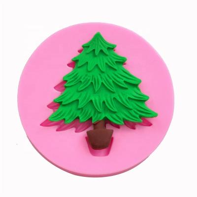 China Sustainable Hot Sale Christmas Serial Pines Shape To Tough Decorating Tools Baking Mold Fondant Silicone Mold for sale