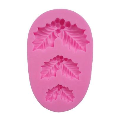 China Sustainable Leaves Christmas Bunch Shape Cake Decorating Tools Baking Mold Fondant Silicone Mold for sale