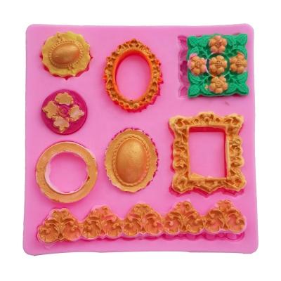 China Beautiful Sustainable Cost Effective Frame Shape Cake Decorating Tools Baking Mold Fondant Silicon Mold for sale