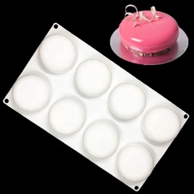 China Sustainable Hot Sale 8 Cavity Round Shape White Silicon Foam Mold Soap Mold Cake Decorating Mold for sale