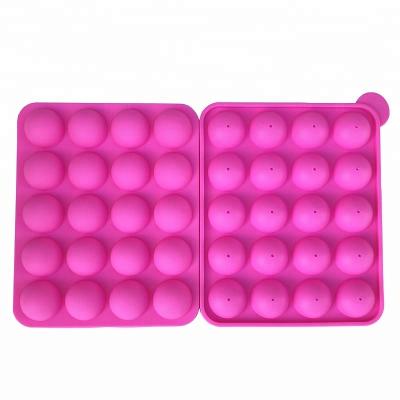 China High Quality Sustainable 20 Cavity Spherical Silicon Mold Lollipop Silicon Mold With Sticks for sale