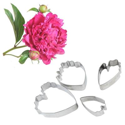 China Viable Best Selling 403 Food Grade Peony Fondant Cutters Set Stainless Steel Cake Mold Cake Baking Decoration for sale