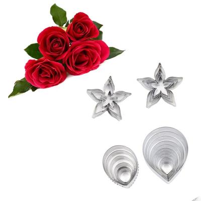 China High Quality Sustainable 403 Food Grade 23pcs Cutters Stainless Steel Cake Flower Mold Rose Petal Calyx Leaf Fondant for sale