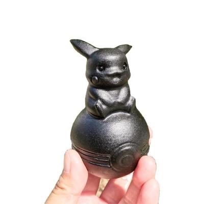 China Europe Natural Obsidian Cartoon Carved Polished Animal Carvings Healing Stones Home Decor for sale