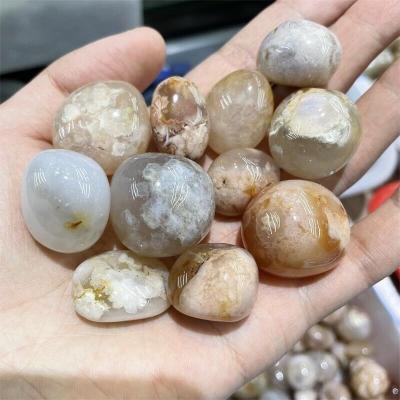 China Wholesale High Quality Gemstone Cherry Blossom Agate Tumbled Stone Natural Flower Agate from Europe for sale