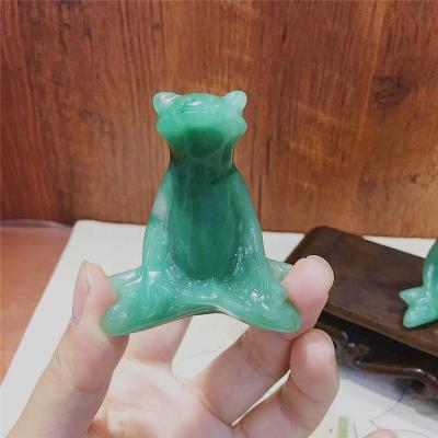 China Europe Natural Green Aventurine Carved Crystal Animals Frog Quartz Figurine Healing Crystal Feng Shui for sale