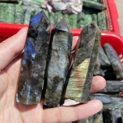 China Wholesale Natural Europe Labradorite Quartz Magic Wands Healing Crystal Points for sale