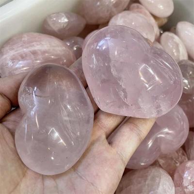 China Wholesale Natural Heart Of Europe Rose Quartz Heart Quartz Crystal For Collection for sale