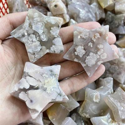 China Europe Crystal Cherry Blossom Flower Agate Star Cut Polished Natural Wholesale Mini Star For Decoration for sale